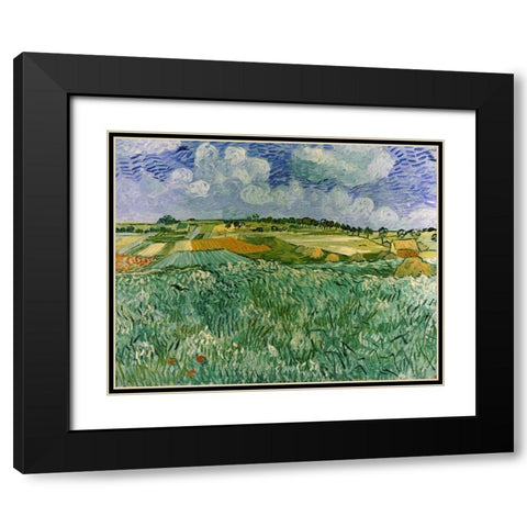 Plain Near Auvers Black Modern Wood Framed Art Print with Double Matting by Van Gogh, Vincent