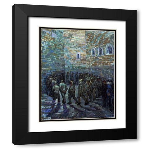 Prisoners Exercising - After Dore Black Modern Wood Framed Art Print with Double Matting by Van Gogh, Vincent