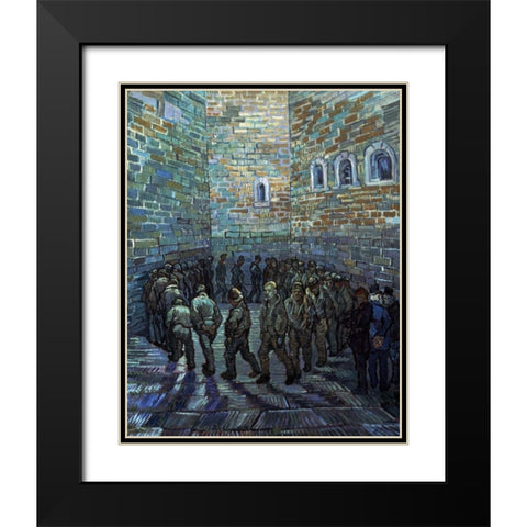 Prisoners Exercising - After Dore Black Modern Wood Framed Art Print with Double Matting by Van Gogh, Vincent