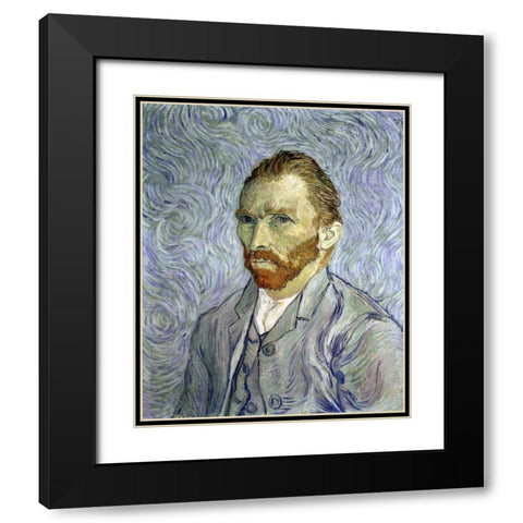 Self Portrait Black Modern Wood Framed Art Print with Double Matting by Van Gogh, Vincent