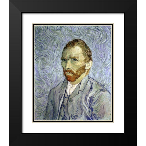 Self Portrait Black Modern Wood Framed Art Print with Double Matting by Van Gogh, Vincent