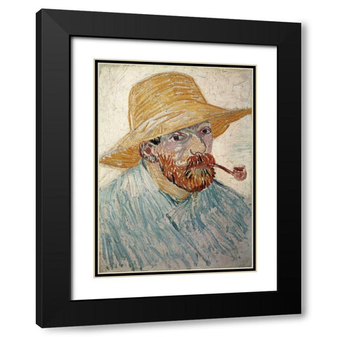 Self Portrait 1888 Black Modern Wood Framed Art Print with Double Matting by Van Gogh, Vincent