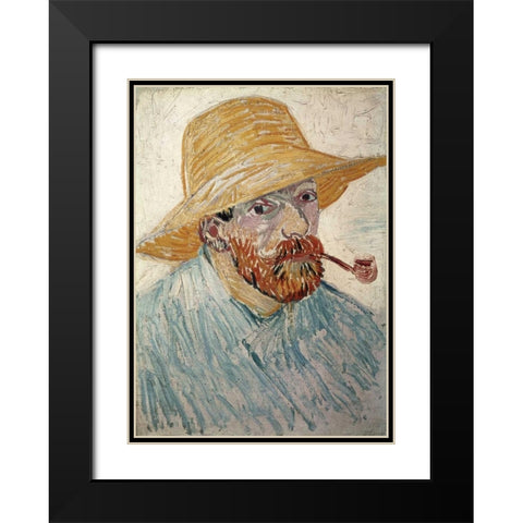 Self Portrait 1888 Black Modern Wood Framed Art Print with Double Matting by Van Gogh, Vincent