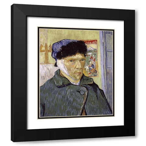 Self Portrait With Bandaged Ear Black Modern Wood Framed Art Print with Double Matting by Van Gogh, Vincent