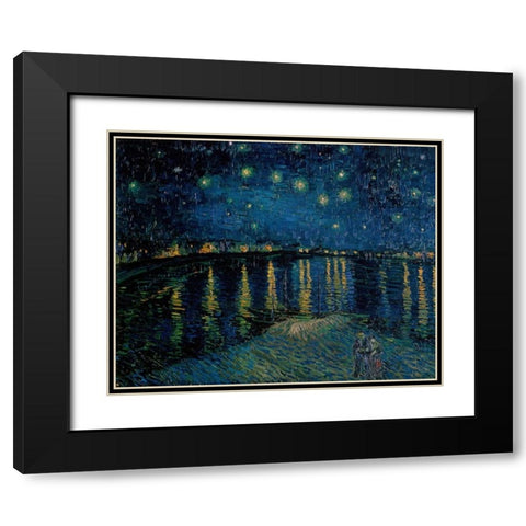 Starlight Over the Rhone Black Modern Wood Framed Art Print with Double Matting by Van Gogh, Vincent