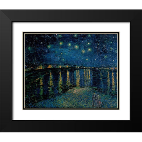 Starlight Over the Rhone Black Modern Wood Framed Art Print with Double Matting by Van Gogh, Vincent