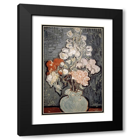 Still Life: Vase With Rose-Mallows Black Modern Wood Framed Art Print with Double Matting by Van Gogh, Vincent