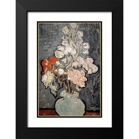 Still Life: Vase With Rose-Mallows Black Modern Wood Framed Art Print with Double Matting by Van Gogh, Vincent