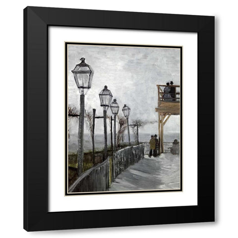 Terrace and Observation Deck at the Moulin Black Modern Wood Framed Art Print with Double Matting by Van Gogh, Vincent