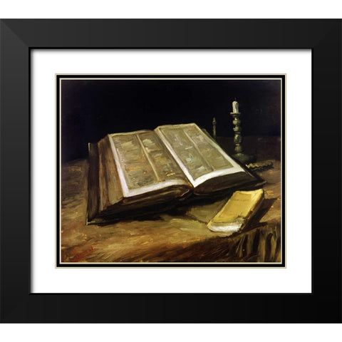 The Bible: Still Life Black Modern Wood Framed Art Print with Double Matting by Van Gogh, Vincent