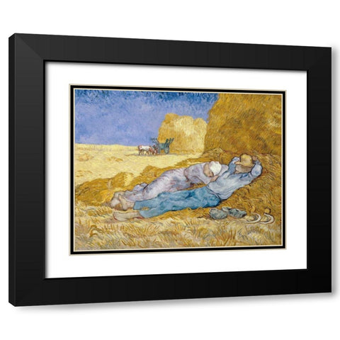 The Siesta - La Siesta Black Modern Wood Framed Art Print with Double Matting by Van Gogh, Vincent