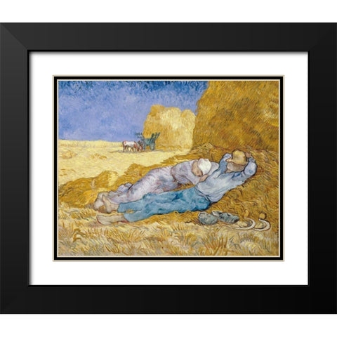 The Siesta - La Siesta Black Modern Wood Framed Art Print with Double Matting by Van Gogh, Vincent