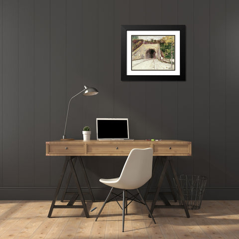 Tunnel Through Hillside Black Modern Wood Framed Art Print with Double Matting by Van Gogh, Vincent