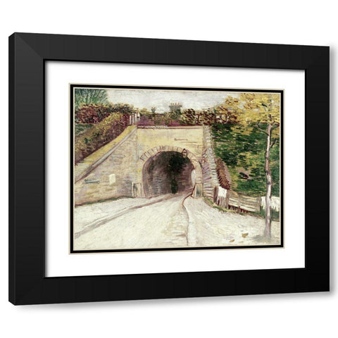 Tunnel Through Hillside Black Modern Wood Framed Art Print with Double Matting by Van Gogh, Vincent