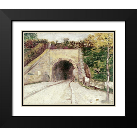Tunnel Through Hillside Black Modern Wood Framed Art Print with Double Matting by Van Gogh, Vincent