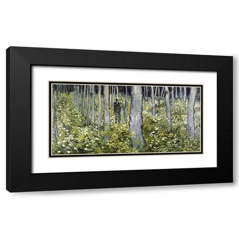 Undergrowth with Two Figures Black Modern Wood Framed Art Print with Double Matting by Van Gogh, Vincent