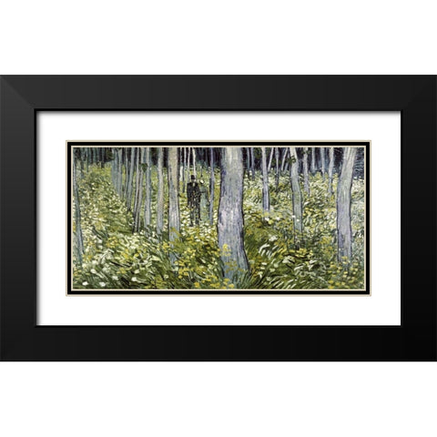 Undergrowth with Two Figures Black Modern Wood Framed Art Print with Double Matting by Van Gogh, Vincent