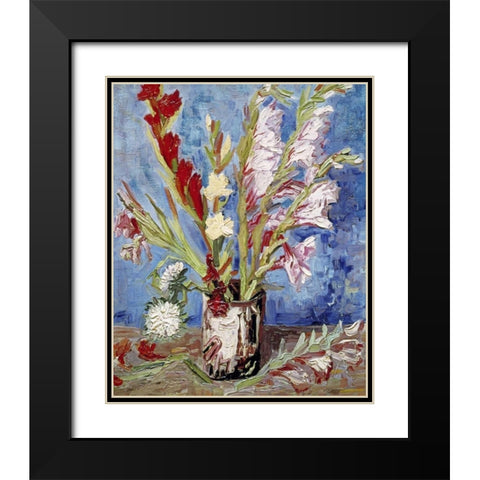 Vase With Gladioli Black Modern Wood Framed Art Print with Double Matting by Van Gogh, Vincent