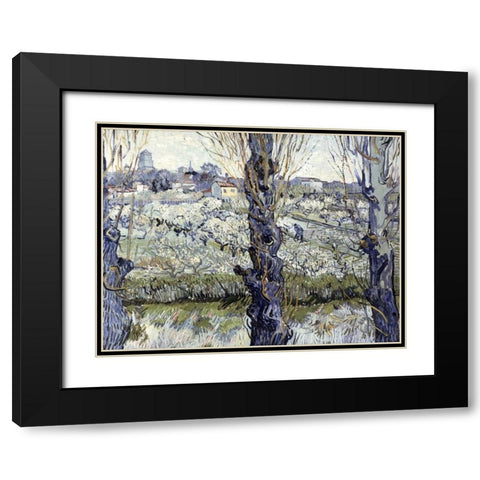 View of Arles Black Modern Wood Framed Art Print with Double Matting by Van Gogh, Vincent