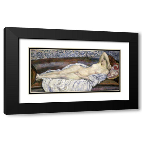 Nu Allouge Black Modern Wood Framed Art Print with Double Matting by Van Rysselberghe, Theo