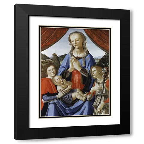 Madonna and Child With Saints Black Modern Wood Framed Art Print with Double Matting by Del Verrocchio, Andrea