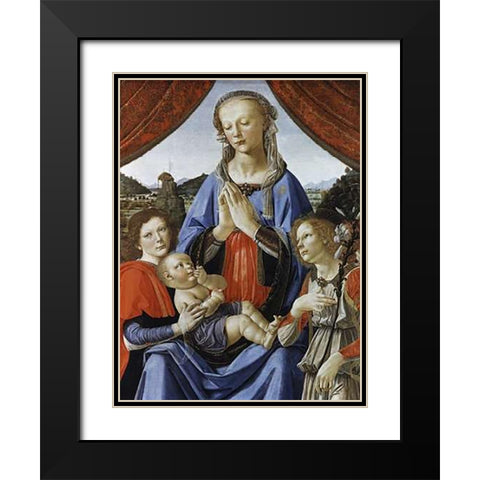 Madonna and Child With Saints Black Modern Wood Framed Art Print with Double Matting by Del Verrocchio, Andrea