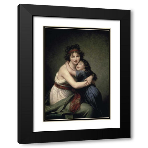 Madame Vigee Le Brun and Her Daughter Black Modern Wood Framed Art Print with Double Matting by Le Brun, Elisabeth Vigee