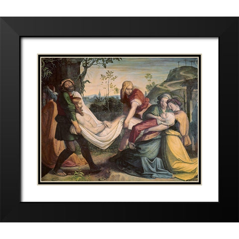 Christ Being Entombed Black Modern Wood Framed Art Print with Double Matting by Von Cornelius, Peter