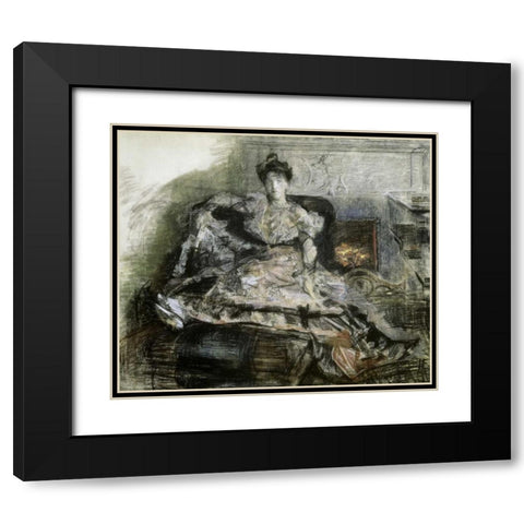 After the Concert Black Modern Wood Framed Art Print with Double Matting by Vrubel, Mihail Aleksandrovic