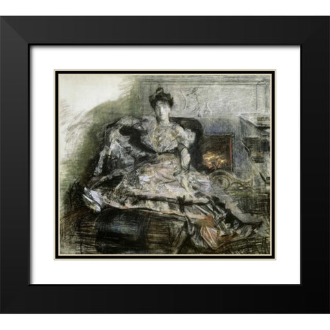 After the Concert Black Modern Wood Framed Art Print with Double Matting by Vrubel, Mihail Aleksandrovic