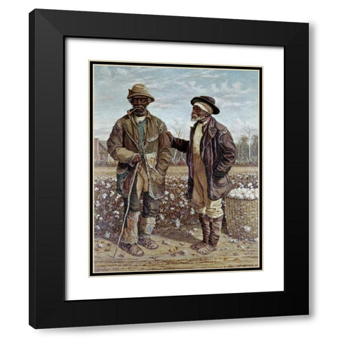 Two Elderly Cotton Pickers Black Modern Wood Framed Art Print with Double Matting by Walker, Frederick