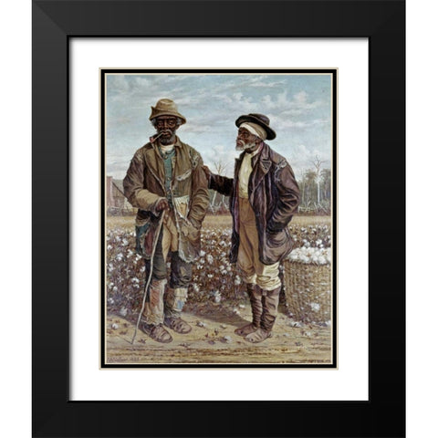 Two Elderly Cotton Pickers Black Modern Wood Framed Art Print with Double Matting by Walker, Frederick