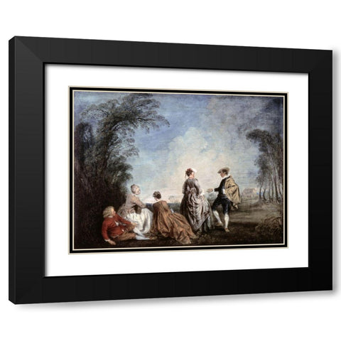 An Embarrassing Proposition Black Modern Wood Framed Art Print with Double Matting by Watteau, Jean-Antoine