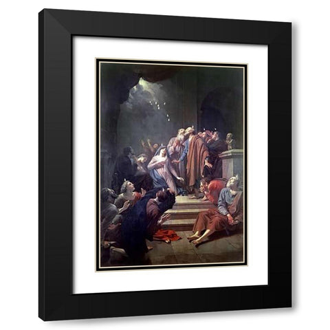 Pentecost Black Modern Wood Framed Art Print with Double Matting by van der Werff, Adriaen