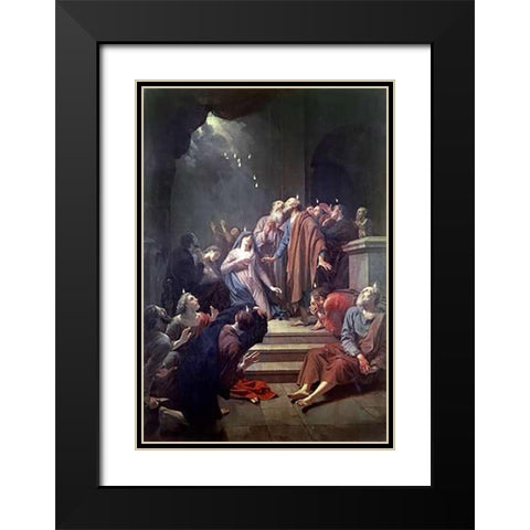 Pentecost Black Modern Wood Framed Art Print with Double Matting by van der Werff, Adriaen