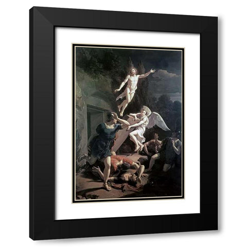 Resurrection Black Modern Wood Framed Art Print with Double Matting by van der Werff, Adriaen