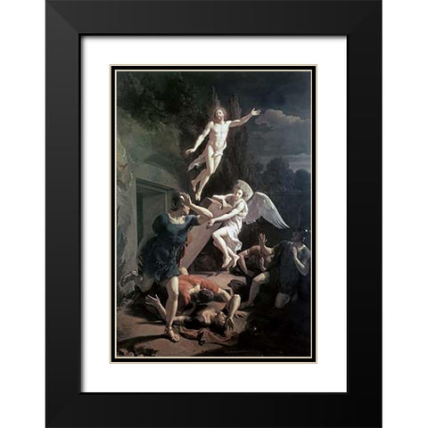 Resurrection Black Modern Wood Framed Art Print with Double Matting by van der Werff, Adriaen