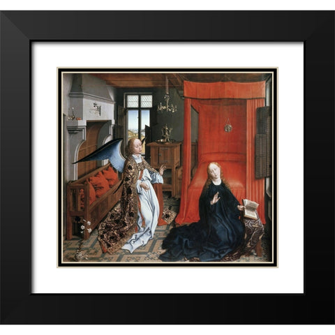 Annunciation 2 Black Modern Wood Framed Art Print with Double Matting by Weyden, Rogier van der