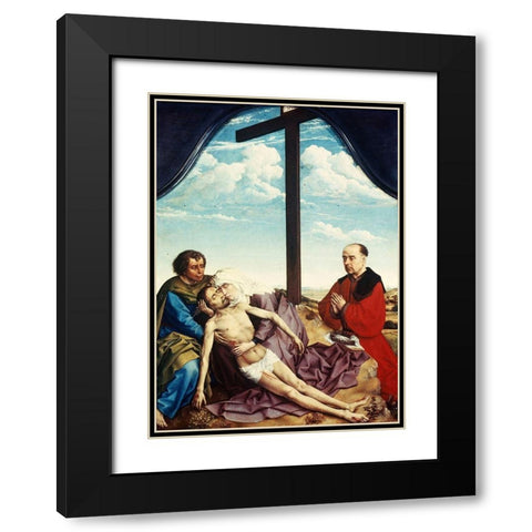 Pieta Black Modern Wood Framed Art Print with Double Matting by Weyden, Rogier van der