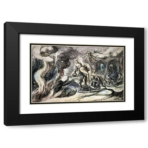Eurydice In Hell Black Modern Wood Framed Art Print with Double Matting by Weyer, Hermann