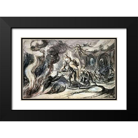 Eurydice In Hell Black Modern Wood Framed Art Print with Double Matting by Weyer, Hermann