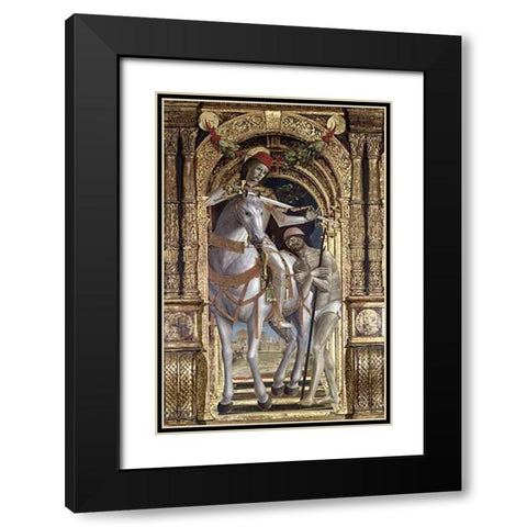 Madonna and Child (Detail)From The Polyptych of Saint Martin Black Modern Wood Framed Art Print with Double Matting by Zenale, Bernardo