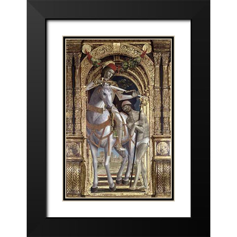 Madonna and Child (Detail)From The Polyptych of Saint Martin Black Modern Wood Framed Art Print with Double Matting by Zenale, Bernardo