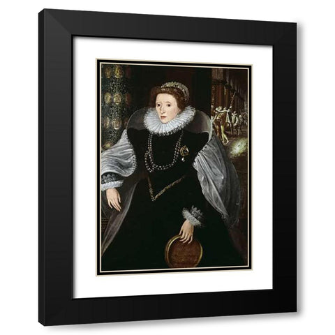 Queen Elizabeth of England Black Modern Wood Framed Art Print with Double Matting by Zuccari, Federico