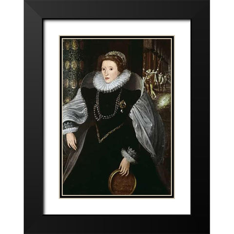 Queen Elizabeth of England Black Modern Wood Framed Art Print with Double Matting by Zuccari, Federico