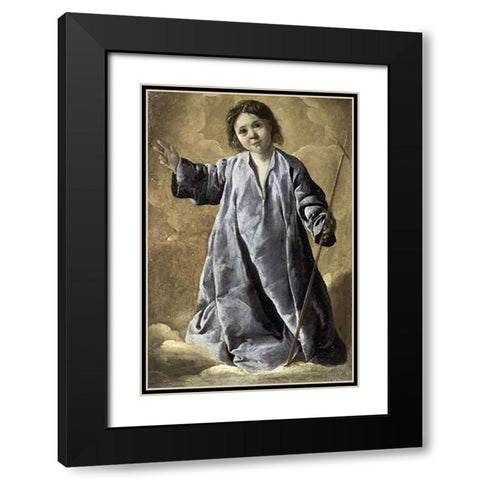 Museumist Child Black Modern Wood Framed Art Print with Double Matting by De Zurbaran, Francisco