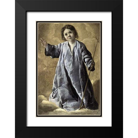Museumist Child Black Modern Wood Framed Art Print with Double Matting by De Zurbaran, Francisco