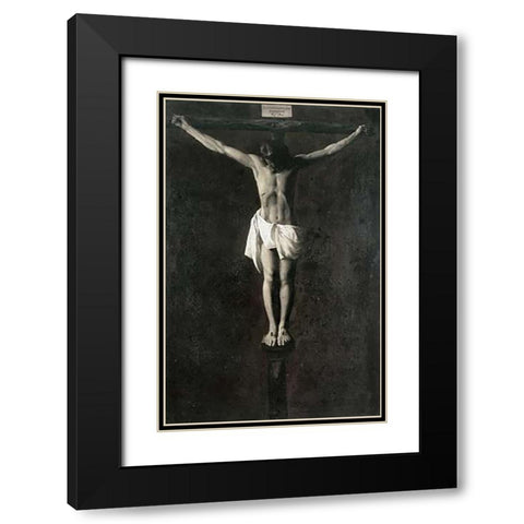 Museumist On The Cross Black Modern Wood Framed Art Print with Double Matting by De Zurbaran, Francisco