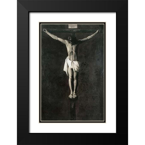 Museumist On The Cross Black Modern Wood Framed Art Print with Double Matting by De Zurbaran, Francisco