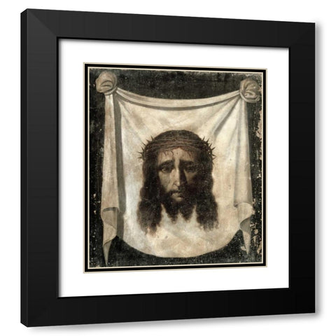 Holy Face - La Santa Faz Black Modern Wood Framed Art Print with Double Matting by De Zurbaran, Francisco